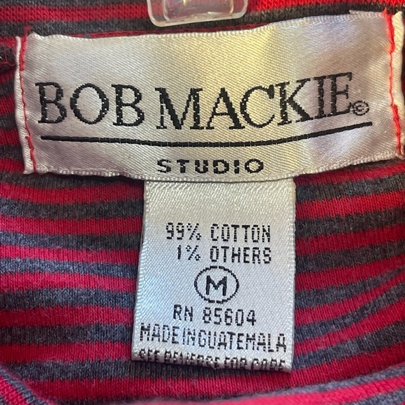 Bob Mackie Studio Vintage Turtleneck Red Gray Top Size Medium - Picture 6 of 9